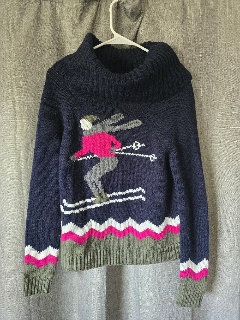 Kersh Navy Turtleneck Sweater Retro Ski Size S Oversized